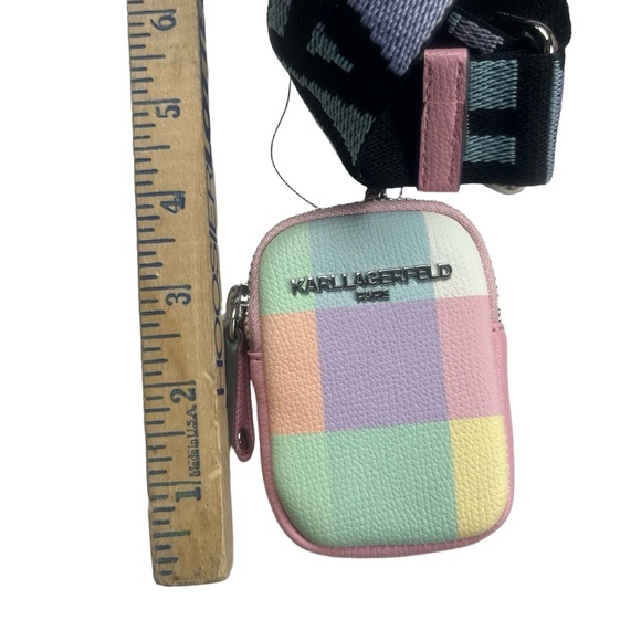 NWT KARL LAGERFELD Pastel Checkered Crossbody Choupette Bag Designer Chic - Picture 12 of 13